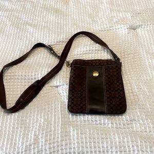 Coach brown crossbody bag with gold detail